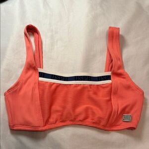 Aritzia Coral Ribbed Sports Bra